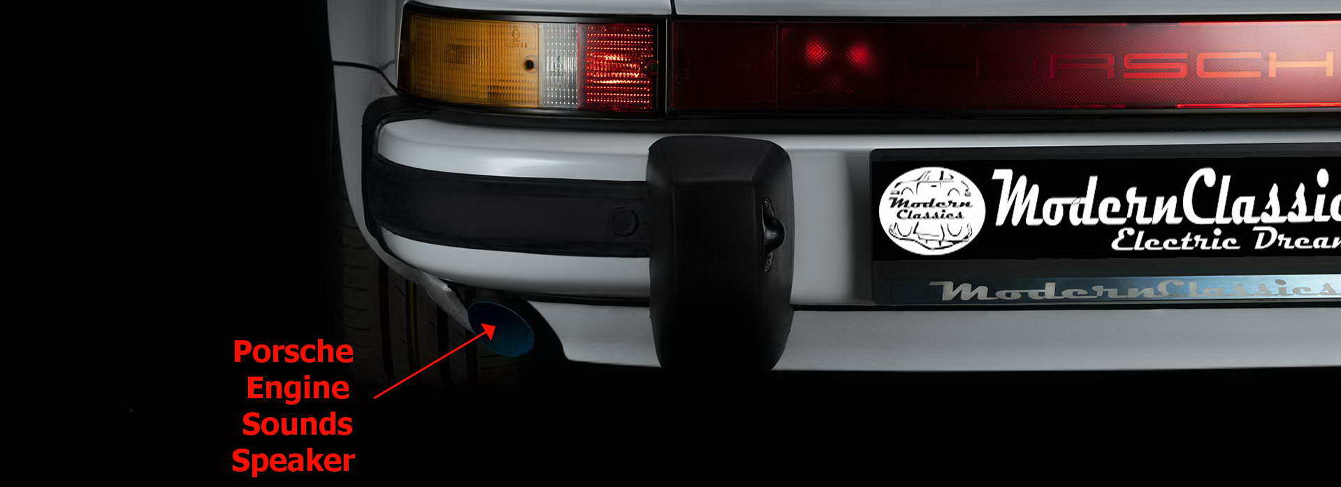 porsche 911 targa electric exhaust banner