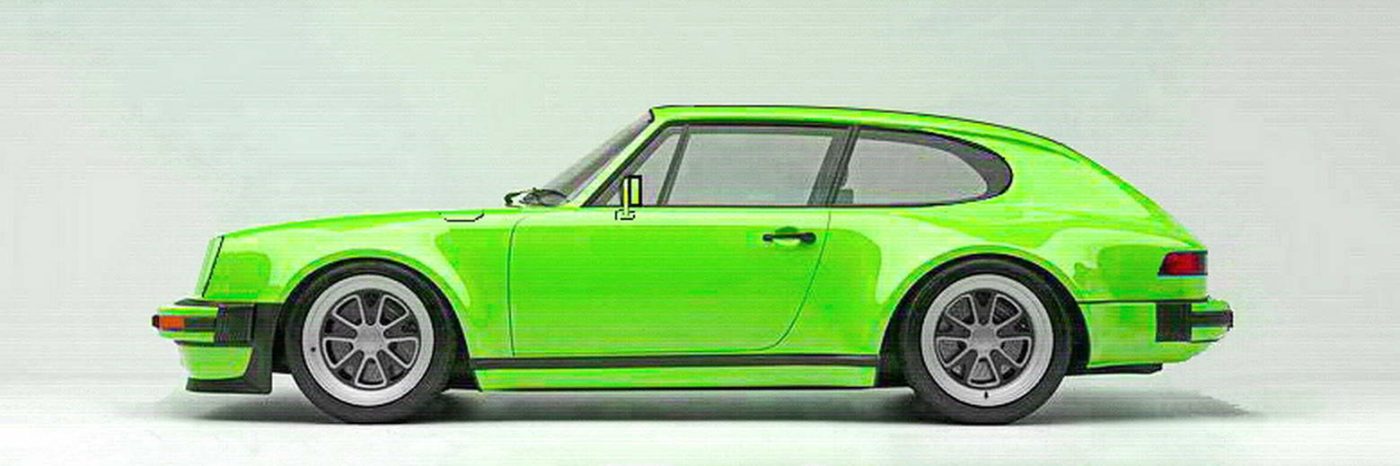 Porsche 911 Sportback Full Electric green side